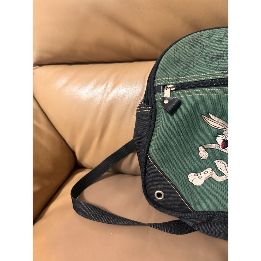 Vintage Looney Tunes Bugs Bunny Embroidered Green Backpack Purse Mini 1997 Black - Picture 4 of 15